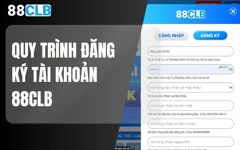 Quy trình đăng ký tài khoản 88CLB